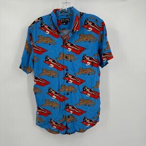 Baha Llama Mens Button Up Shirt Size S Cheetah Bathing Beauties Novelty Kitsch